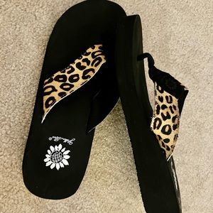 Yellow Box Leopard Flip Flops